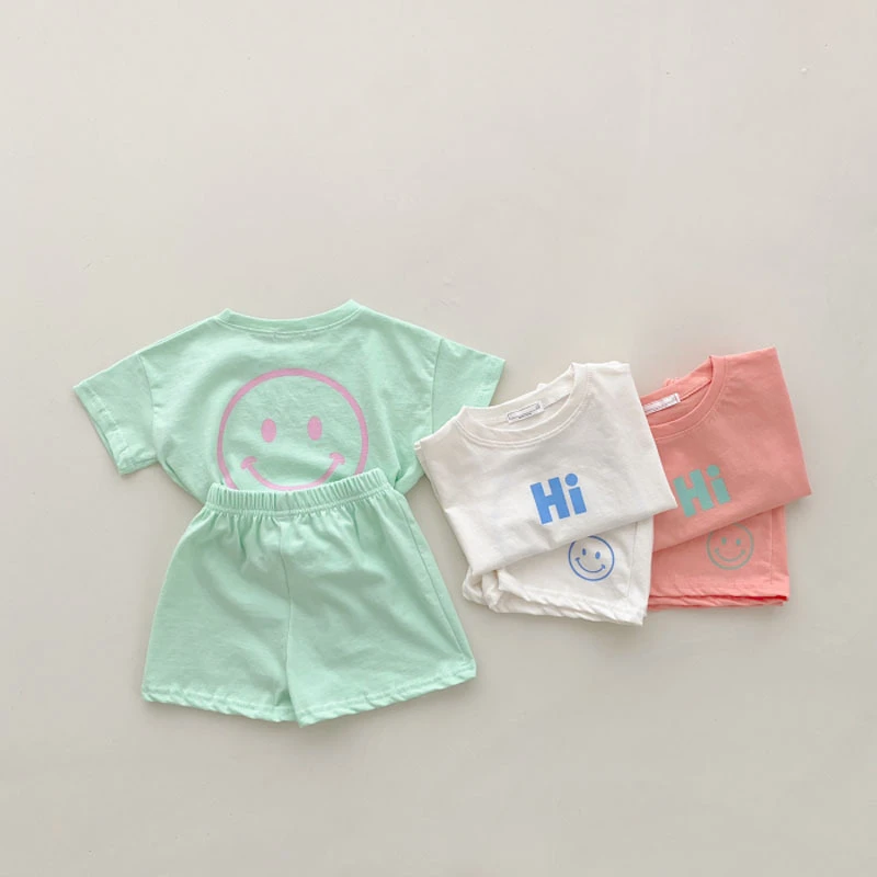 baby clothing set essentials 2022 Summer New Baby Casual Clothes Set Kids Cute Smiley Print Short Sleeve T Shirt + Shorts 2pcs Suit Baby Girl Set Boy Outfits vintage Baby Clothing Set