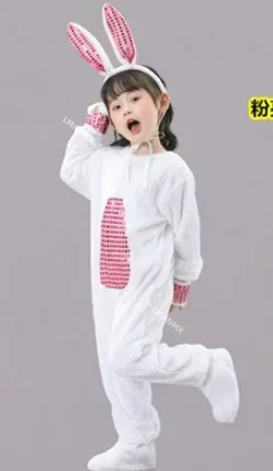 YUDATPG Disfraz De Conejo De Pascua Para Niños, Conjunto De Felpa De Conejo Blanco Para Niños, Disfraz De Una Pieza Para Navidad, Halloween, Cosplay
