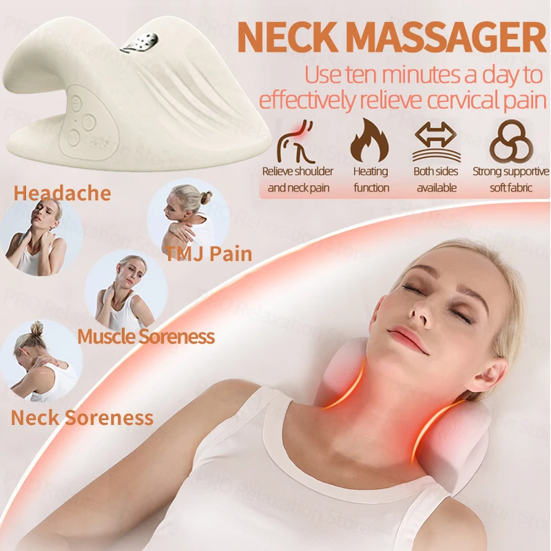 

EMS Neck Massager Electric Cervical Pillow Massager Relax Pillow Sleep Hot Compress Neck Messager HealthCare Massagem Masajeador