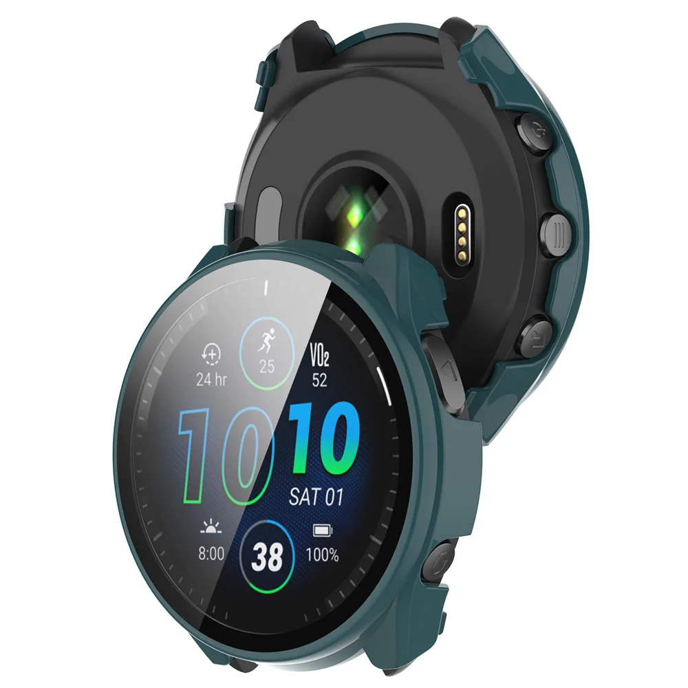 For Garmin Forerunner 965 PC Case + Tempered Glass Screen Protector Protective Cover Hard Case Shell For Forerunner 265 265s