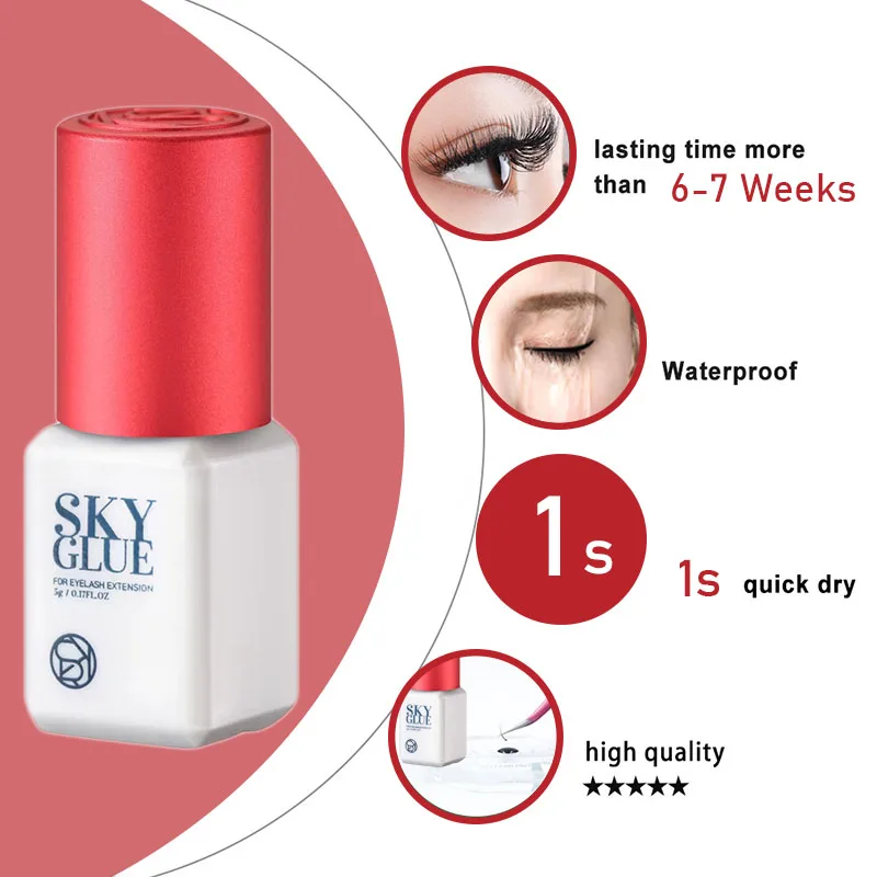 1 Bottle SKY S+ Glue Fake Eyelash Extension Korea Original 5ml Red Cap Beauty Health Lava Beauty Shop Makeup Tools Adhesive 4