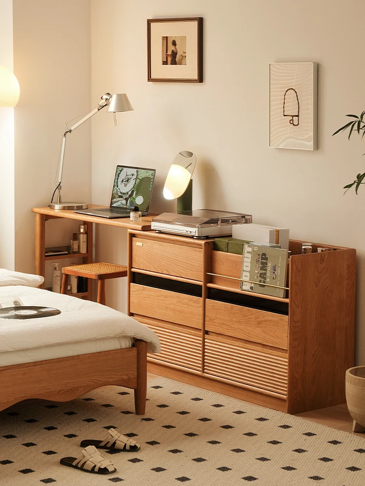 

Dressing table integrated cherry wood Japanese furniture, desk, dressing table
