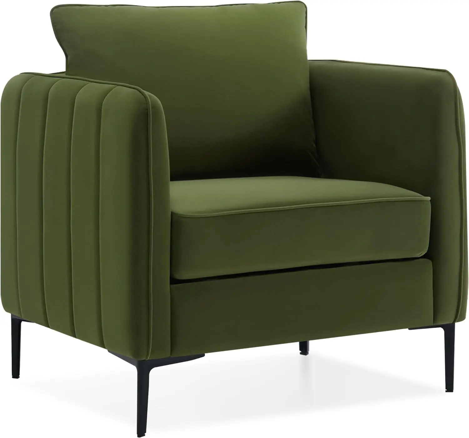 

Olive Green Accent Chairs for Living Room, Modern Upholstered Accent Chair Comfy Velvet Armchair with Thick Cushion