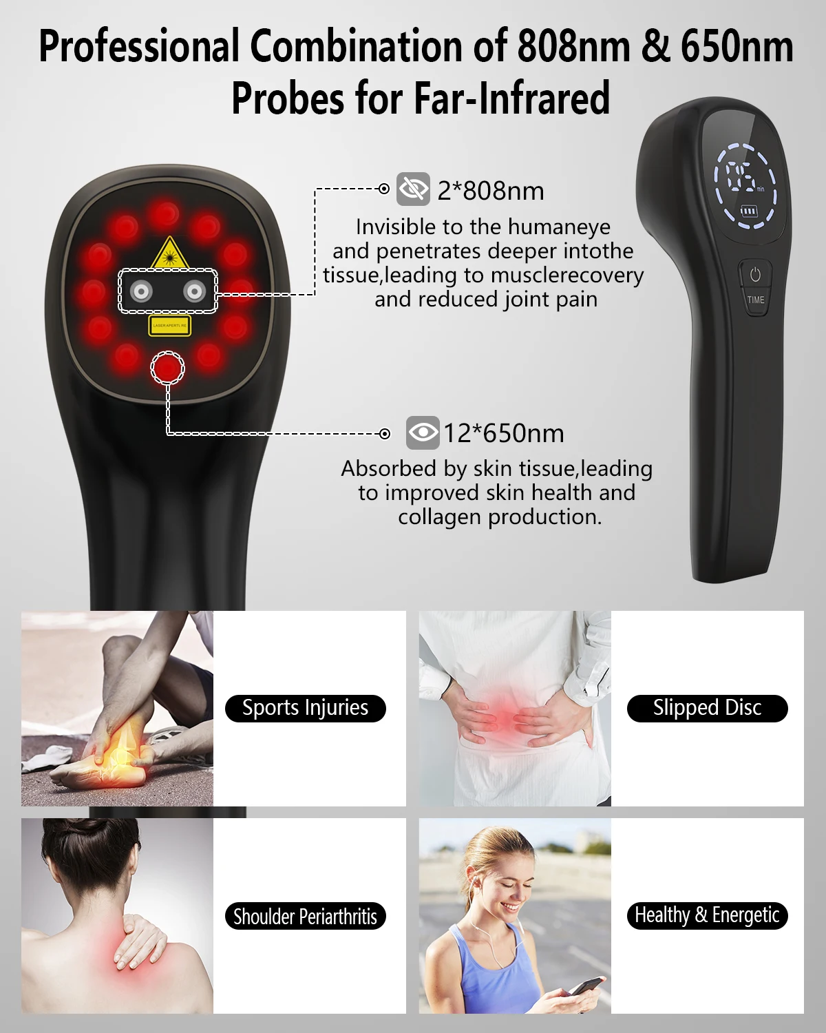 2x808nm LLLT Physiotherapy Equipment for Knee Pain Relief Arthritis Frozen shoulder Pet Pain Human Body Pain Relief Skin Care 2