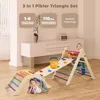 Pikler Triangle Set With Cushion, 5 In 1 Montessori Foldable Climbing Set, Climbing Indoor Playground Set For Toddlers, Wooden C 6