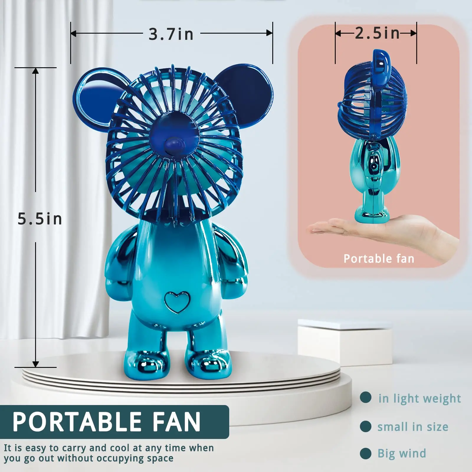 Ceramic Teddy Bear Light Pull – With Cord & Connector For Bathroom Lights, Fans, Blinds (Blue)