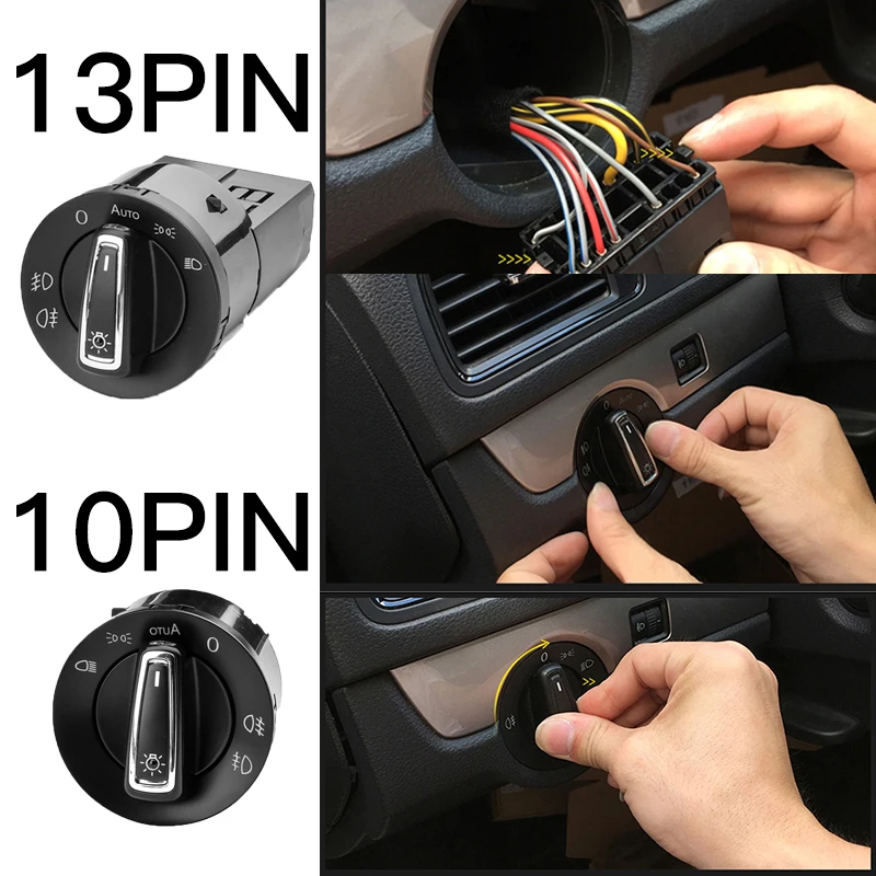 AutomaticHeadlightSwitch10PIN13PINFogLightForVolkswagenGolf