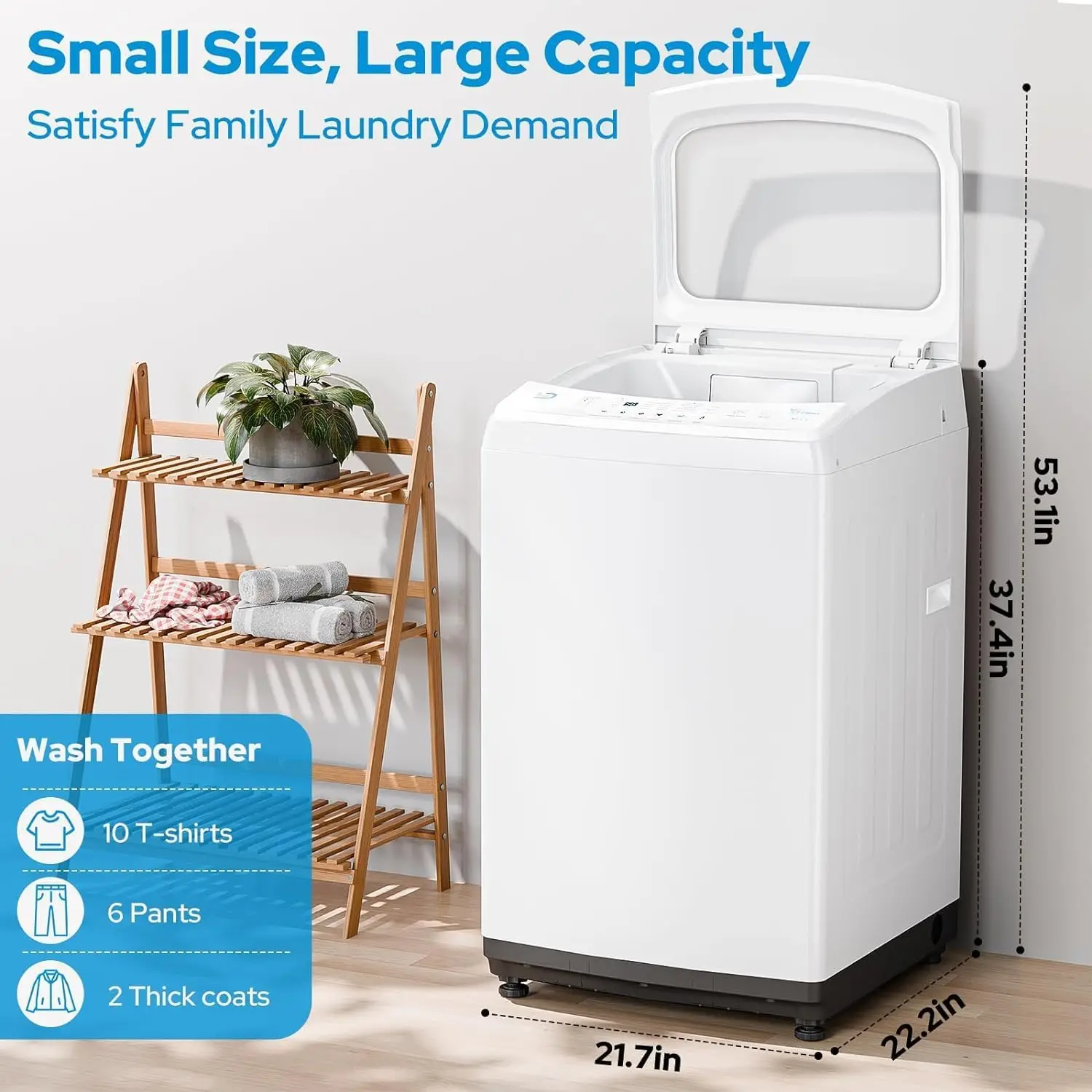 Washing Machine 2.0 Cu.Ft. Compact Full Automatic lavadora portatil for Apartments RV Dorms Portable Washer White