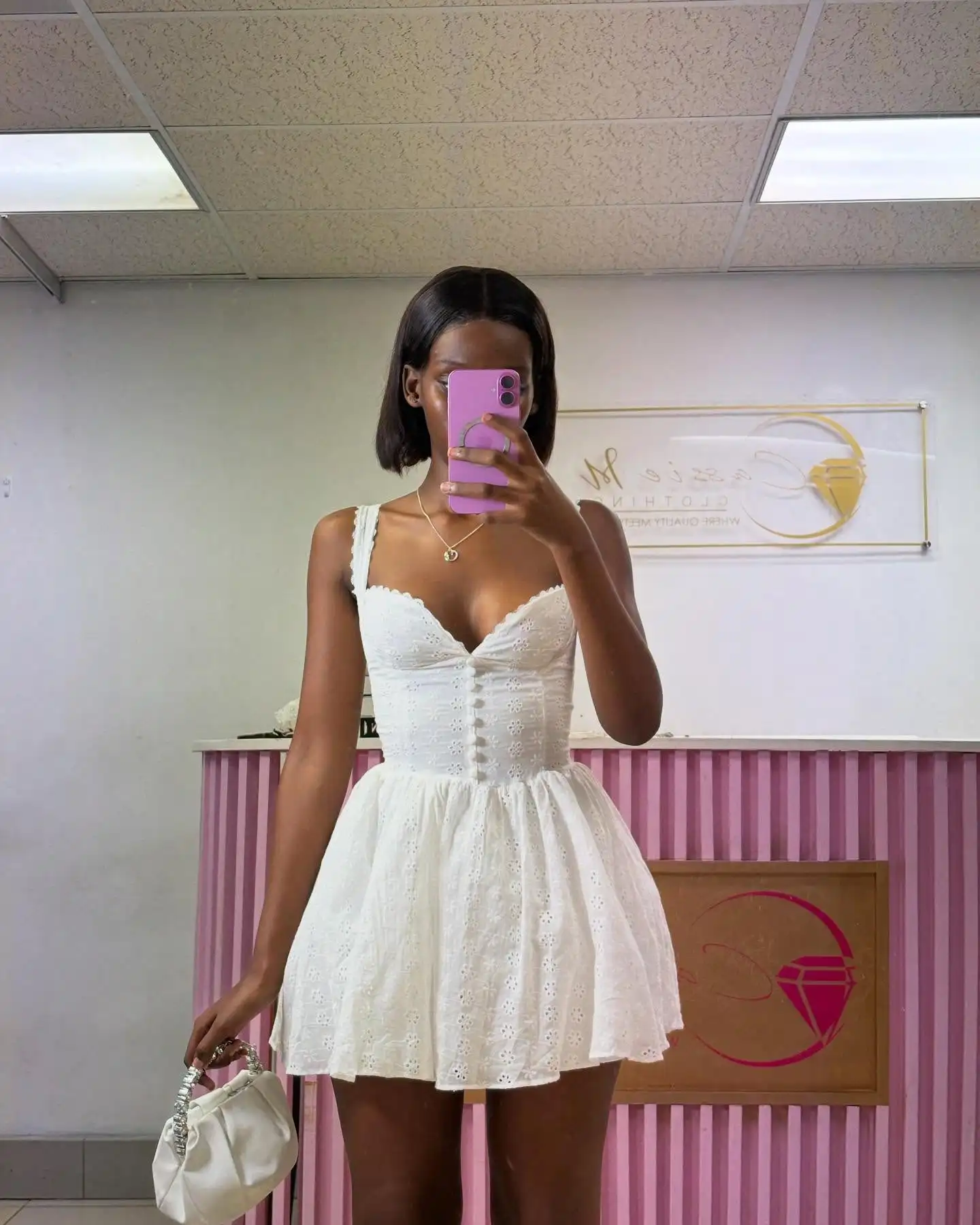 Boho Inspired square neckline straps white dress mini sexy women - Main Image