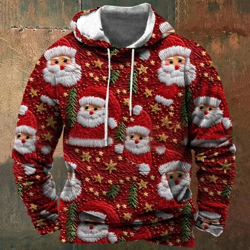 Lustiger 3D-Hoodie mit Weihnachtsmann-Print für Männer und Frauen, modisch, kreative Persönlichkeit, langärmelige Kapuzenkleidung, lockeres, lässiges Sweatshirt_voghion.com