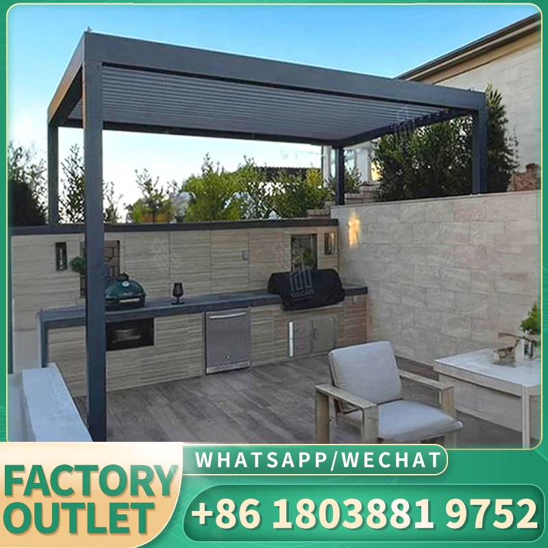 Pergola Aluminium Bioclimatic 4x3 Motorized Louvre Roof alfresco