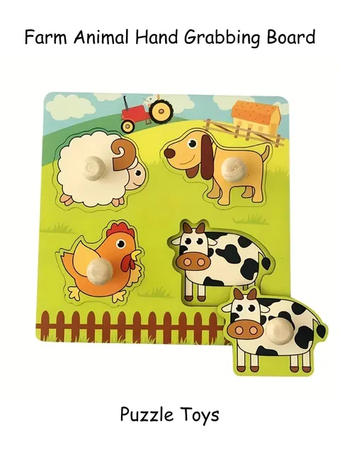 1 Set Shape Matching Farm Animals Puzzle Children's Enlightenment Early Education Cognitive Benefits Intelligence Toys 2