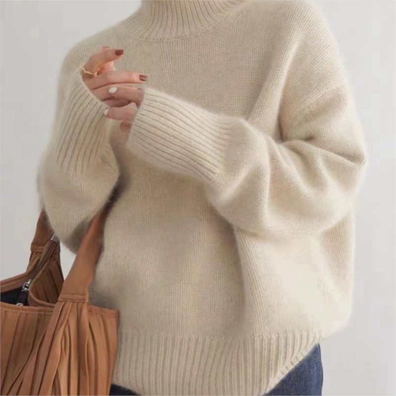 Loose And Versatile Design Style For Autumn And Winter Thick High Neck Knitted Fabric Can Be Used As A Base For Pullover Sweater