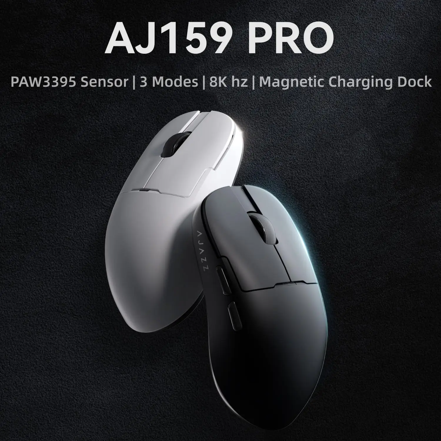AJAZZ AJ159Pro 8Khz Gaming Mouse 56g Lightweight BT/2.4G/Wired Tri-Mode Magnetic Charging Dock PAW3395 Sensor 26K DPI