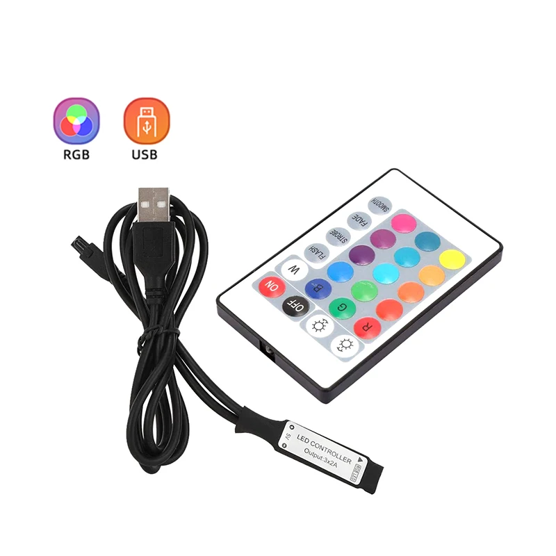 

24Key Rgb Controler Usb Mini Smart Control DC 5V Rgb LED Tape 5050 2835 IR Remote Controller Rgb Lights 4Pin