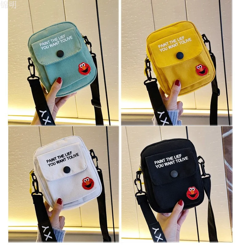 Fashion women single shoulder bag casual canvas handbag outdoor girl student phone messenger bag zipper crossbody purse canvas bag women handbags crossbody bags