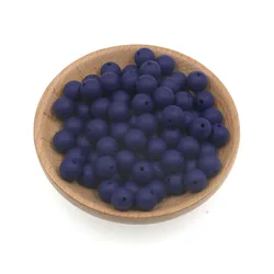 Silicone Round Beads for DIY Jewelry and Craft Projects - 20 Piece Set, 15mm (Navy blue)