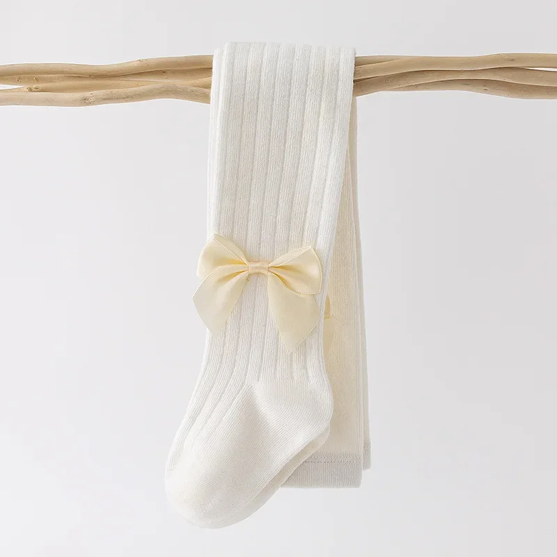 Autumn Cute Bowknot Baby Girl Tights Winter Solid Soft Cotton Stripe Kids Girl Pantyhose Infant Toddler Princess Tight 0-8Y kids pantyhose solid color pantyhose toddler tights