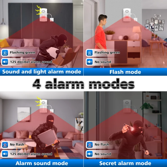 Wireless PIR Motion Sensor Alarm: WiFi Motion Detector Alarm with 100dB Siren, TUYA APP Control, Sound & Light Alarm 3