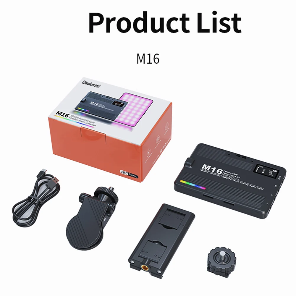 풀 컬러 충전식 RGB LED 비디오 라이트, 사진 필 라이트, 1500mAh, 조도 조절 2500-9900K 패널 라이트, 사진 스튜디오 램프, M15