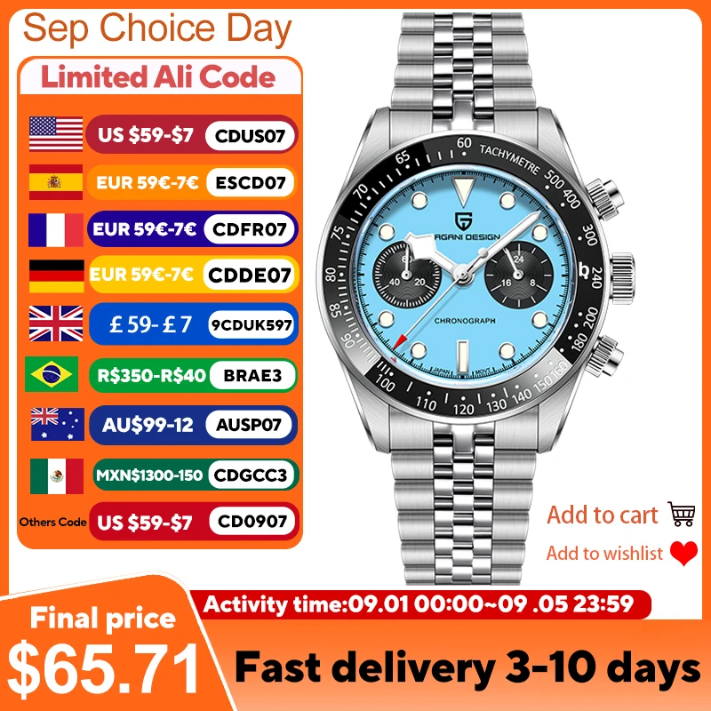 2025 New PAGANI DESIGN BB Flamingo Chronograph Luxury Sports Quartz Watch Men Sapphire mirror 100M Waterproof Fashion Wristwatch