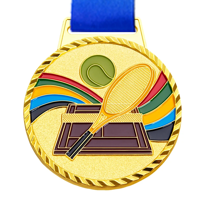 Customization Metal Tennis Baked Paint Medal Sports Meeting Children's School Souvenirs Award Hanging Around the Neck Decor, 1Pc