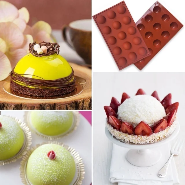 Szilikon 5 Félkörrel Lyukak Félgömb Alakú Sütemény Penész Mousse Sütő Desszert Termékek - Image 6
