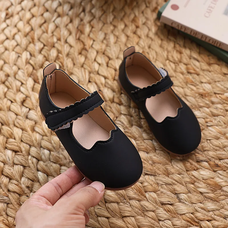 Leather Girls Ballet Shoes for Wedding Party