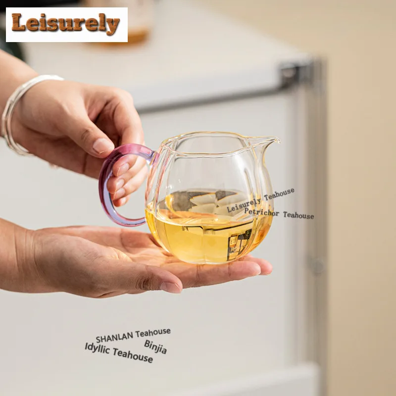 300ml Gua Ling Glass Tea Pitcher Pour Tea Cha Hai Dispenser Justice Cup Flower Tea Fair Mug Tea Services Collection Accessories