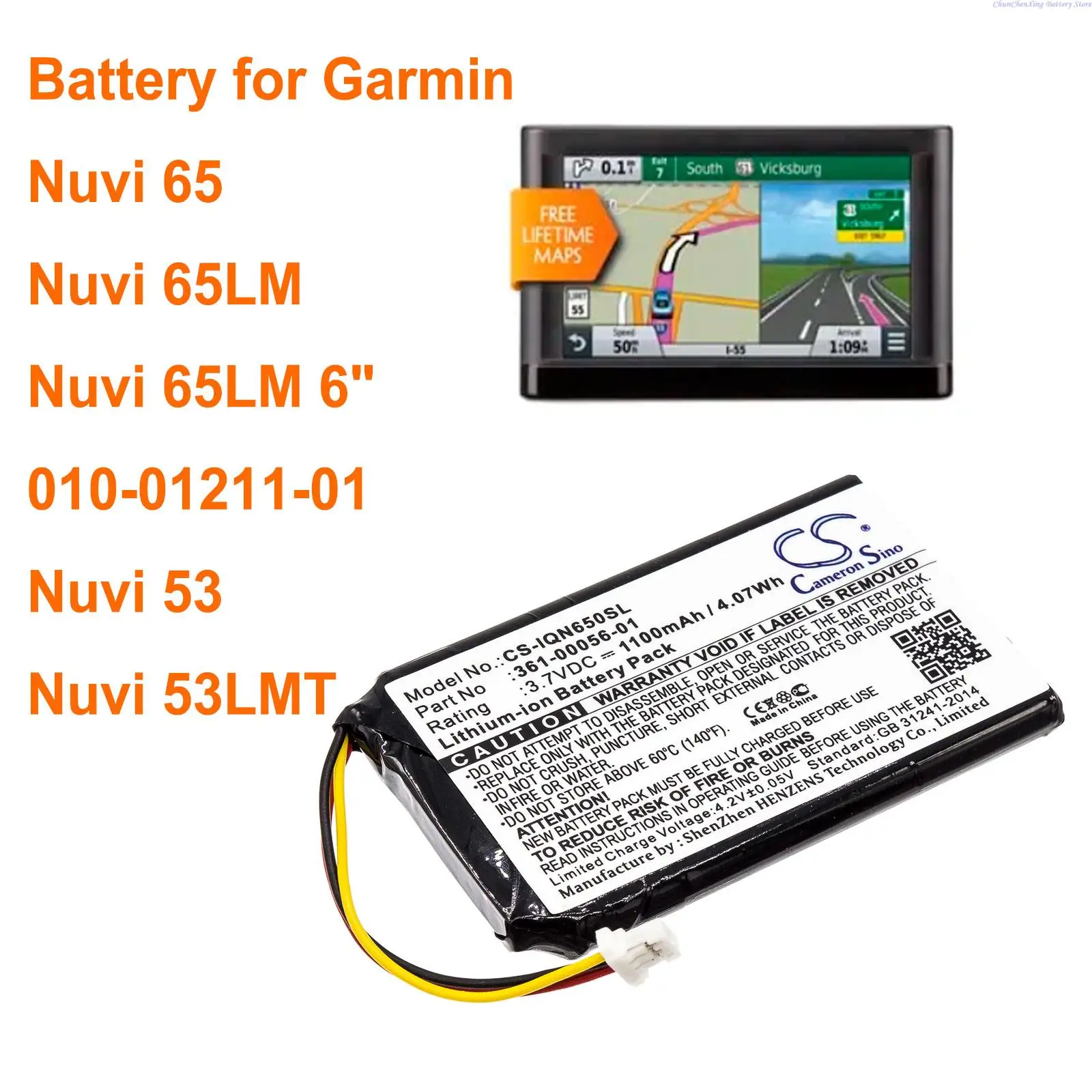 Batteria Orangeyu 1100Mah 361-00056-01 Per Garmin Nuvi 65, Nuvi 65Lm, Nuvi 65Lm 6 ", 010-01211-01, Nuvi 53, Nuvi 53Lmt