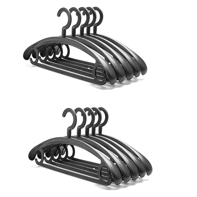 10 Pack Heavy Duty Plastic Hangers Wide Shoulder Non-Slip Thick