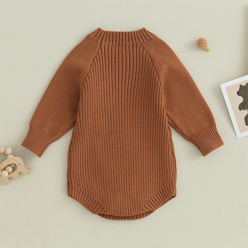 EWODOS Toddler Baby Boys Girls Knitted Bodysuits/Tops Long Sleeve Cartoon Bear Embroidery Knit Sweaters Infant Fall Outfits