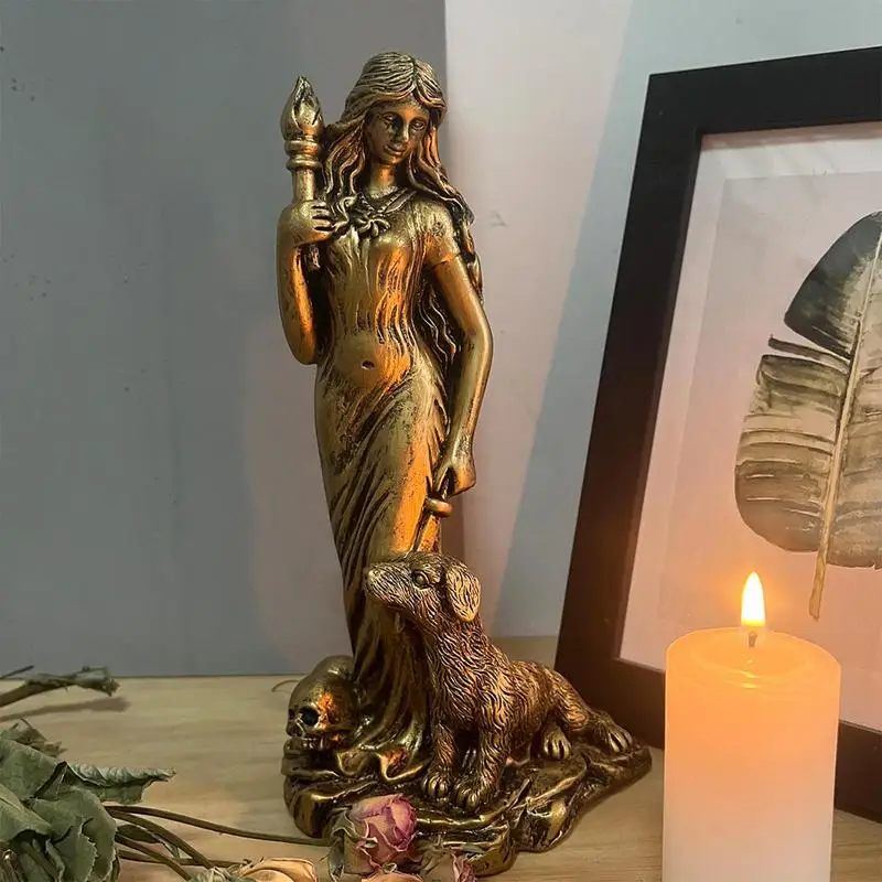 

Witch Statue Resin Goddess Sculpture Figurine Resin Witchy Spiritual Figurine Resin Retro Craft Decoration for Balconies Homes