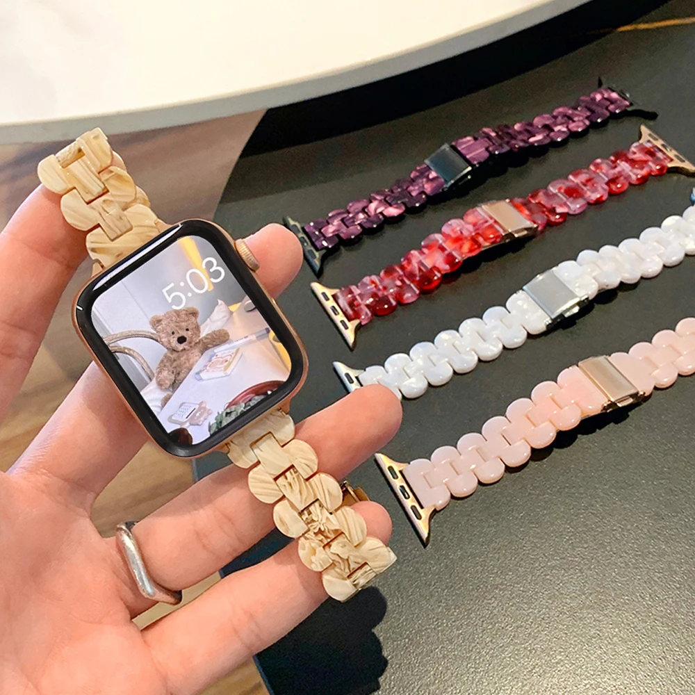 

Transparent resin slim strap for iwatch Ultra 49mm 6 series 5 4 44 40mm for apple watch band 7 8 41 45mm 42 38mm lady bracelet