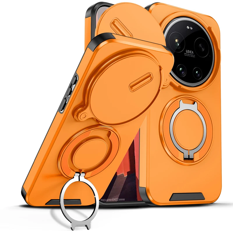 Magnetic Armor Shockproof Phone Case with Camera Protection and Ring Car Mount Stand
