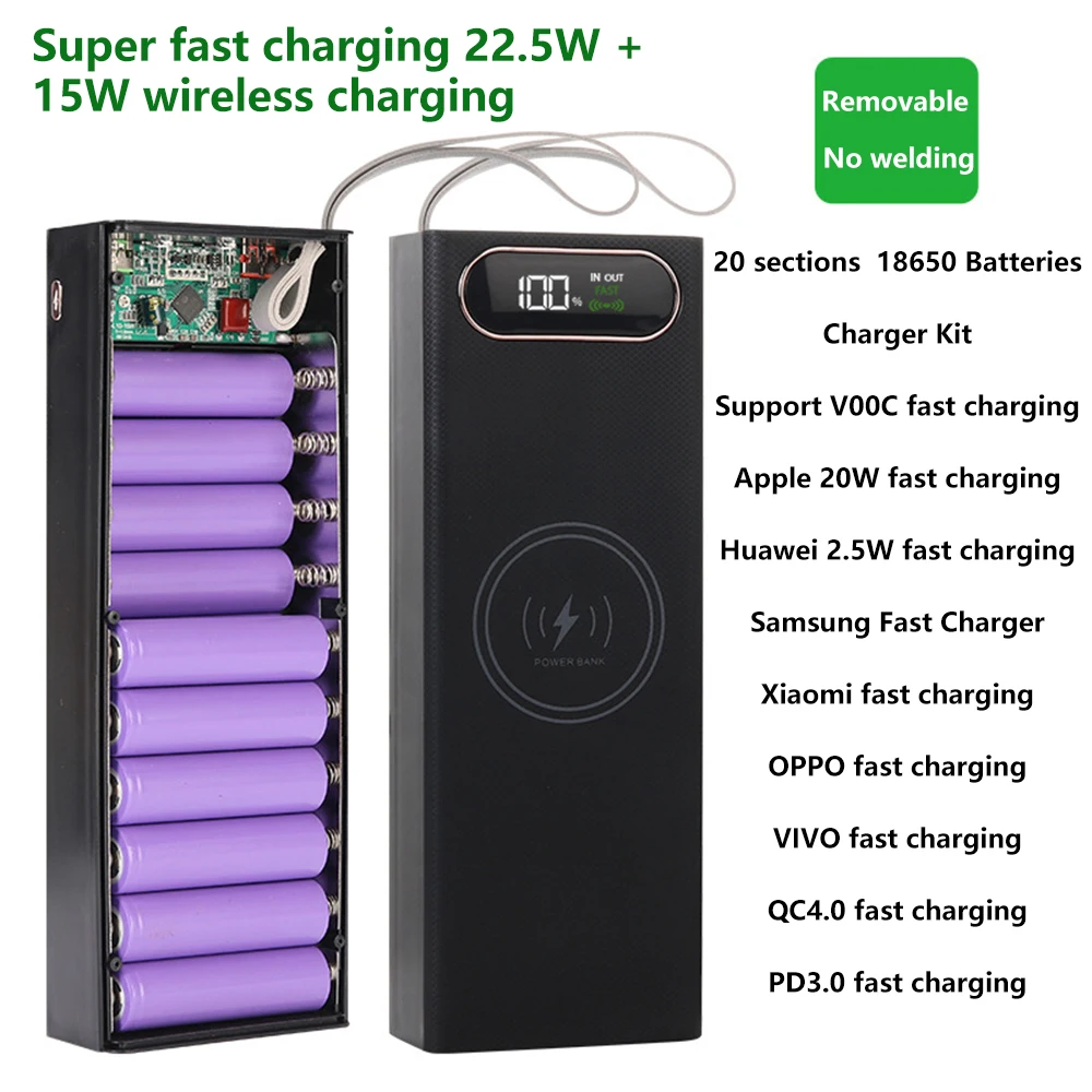 Custodia Fai-da-te Per Power Bank Con 8 Alloggiamenti Per Batterie 18650 Ricarica Rapida~p142551647