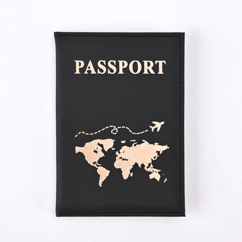 

New Solid Color Hot Stamping PU Leather Passport Holder Passport Protective Cover Men Women Travel Ticket ID Card Holder Wallet