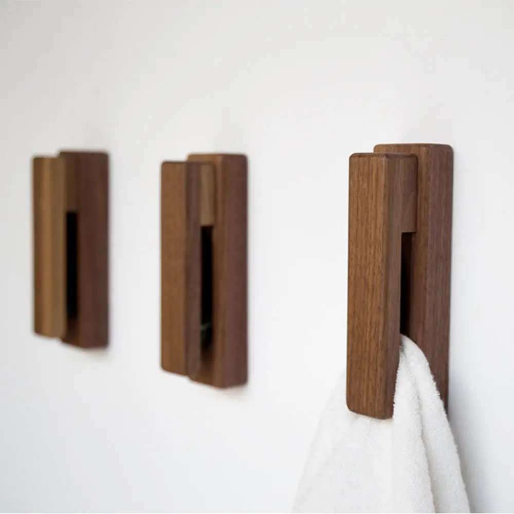 Creative Wooden Towel Hooks Wall-Mounted Storage Hanger Cap Rack Sundries Holder Home Decor Bathroom Kitchen Accessories