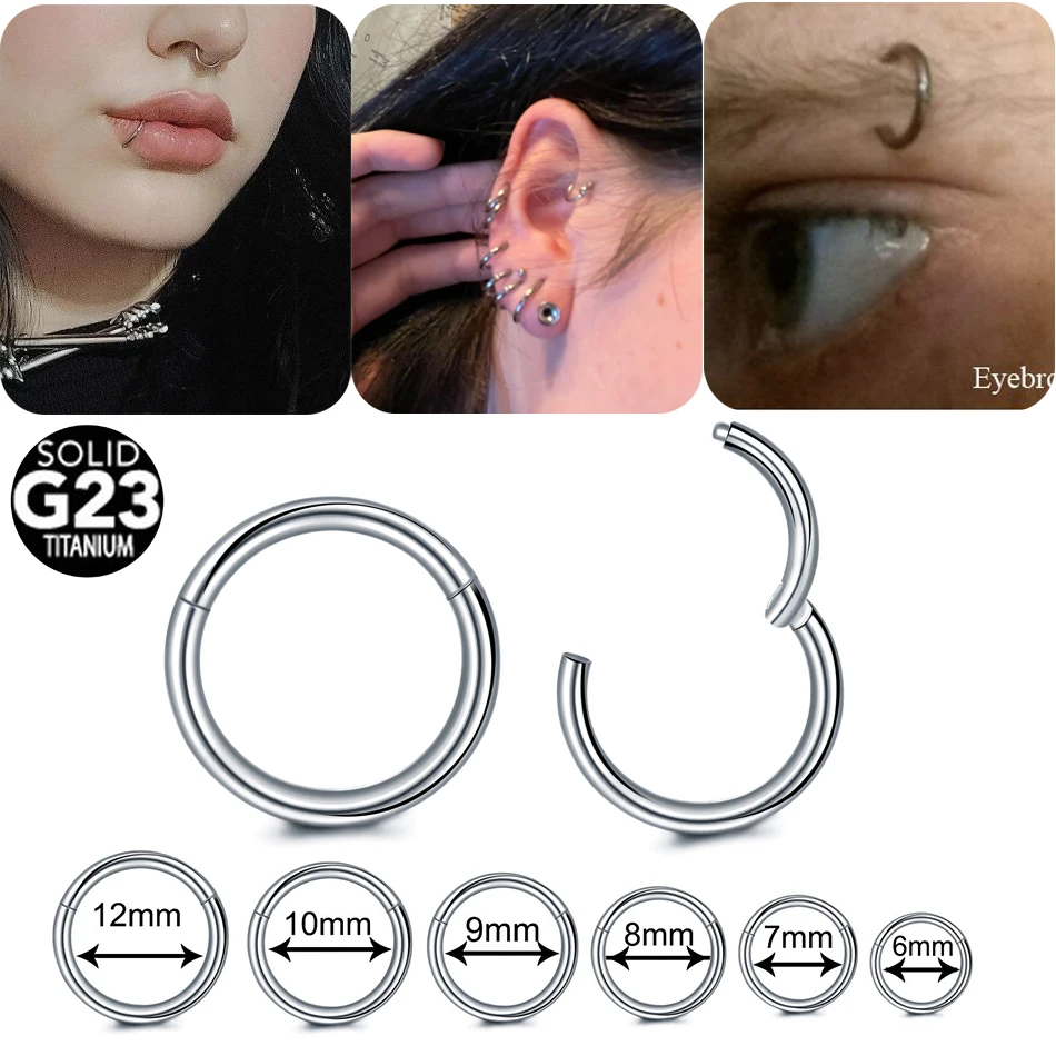 10pcs/lot Titanium Hinged Septum Clicker Segment Nose Ring Hoop Eyebrow Lip Helix Daith Conch Cartilage Earrings Punk Jewelry