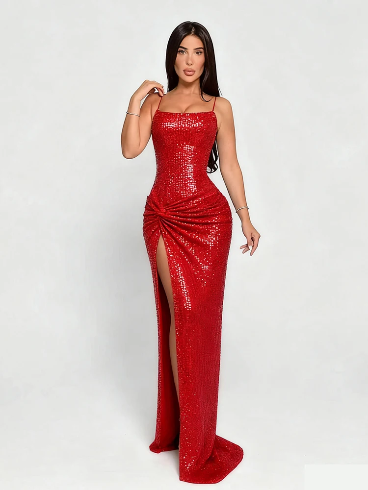 chinese dress ladies Wedtrend Women Golden Formal Dress with Slit Sequins Mermaid Strapless Long Evening Dress, Burgundy / US4