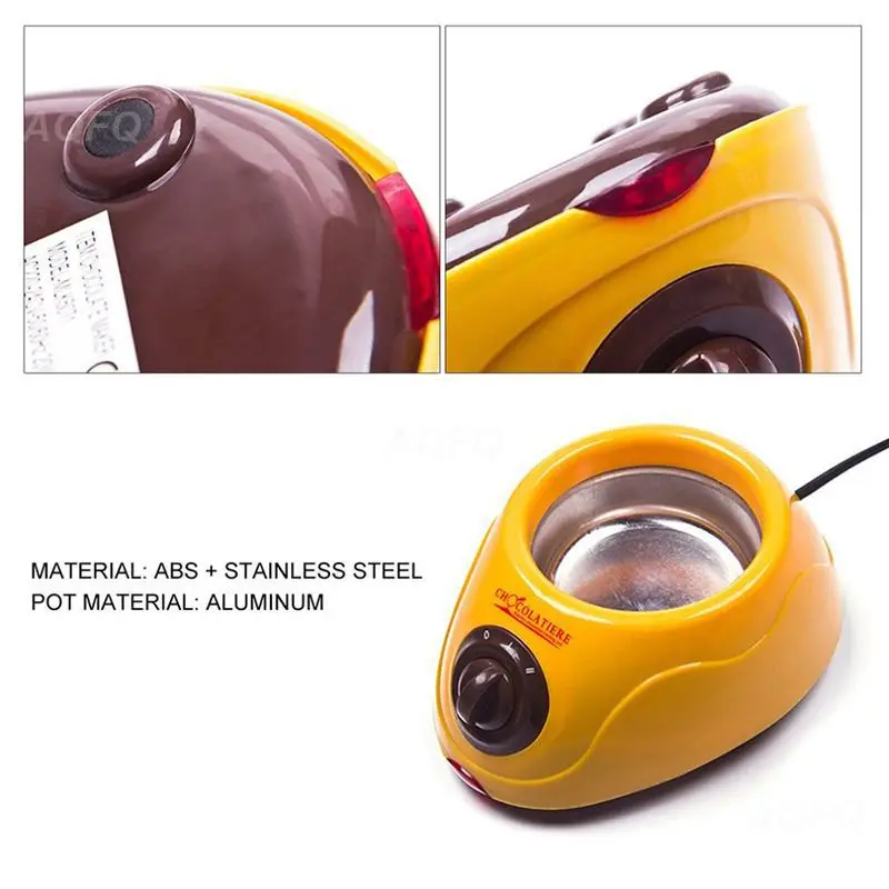 Hot Chocolate Melting Pot Durable Stainless steel&Plastic Electric Fondue Melter Machine Set EU plug