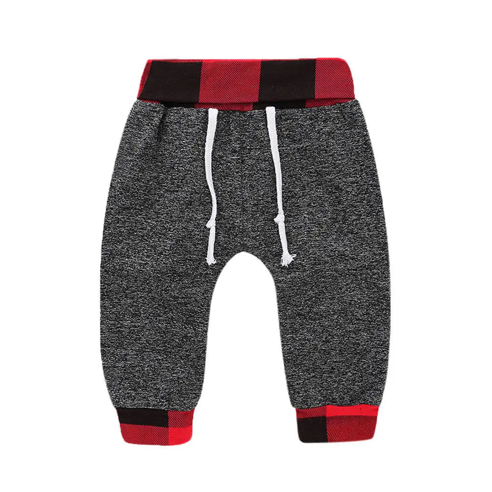 0-3Y Baby Boy Autumn Clothes Set Kids Plaid Long Sleeve Hooded Tops Sweatshirts Pants Toddler Casual Outfits Tracksuits