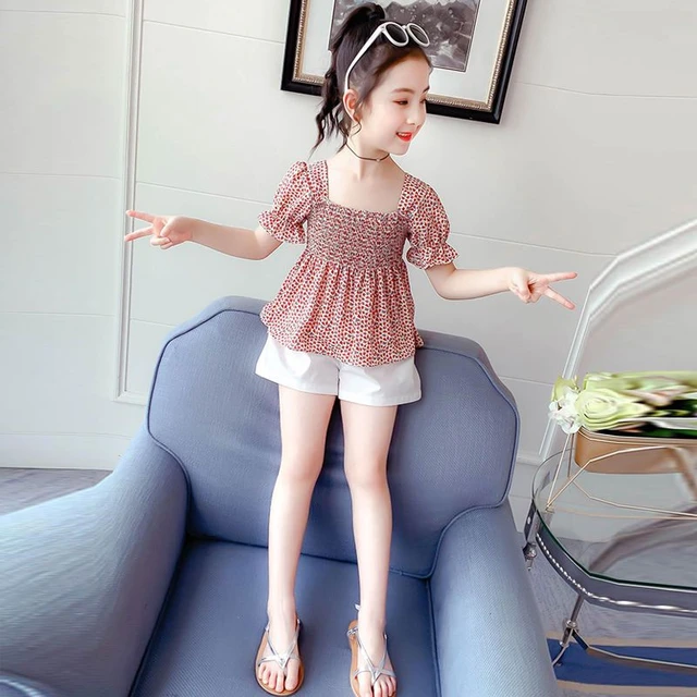 Baby Girl Clothes Summer Kids Fashion Strap Tops and Pants Two Piece Set  Children Suit Chiffon Girls Outfits 4 5 8 9 10 12 Years - AliExpress