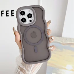 Magsafe Matte Curly Wave Luxury Wireless Charging Phone Case with Frosted Back Cover for iPhone 12 Pro (Gray)