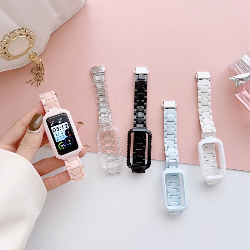Watch Strap Resin Strap For Huawei Band 9 7 8 Smartwatch Case Replacement Wristband Bracelet For Honor Band 7 6 Huawei Band9 8 Straps