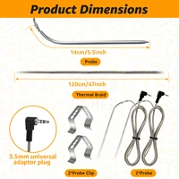 2/4Pcs Replacement Meat Probe 2 Probe Clips Stainless Steel Plug Temperature Probe Precise High Temperature Meat Probe Food 2