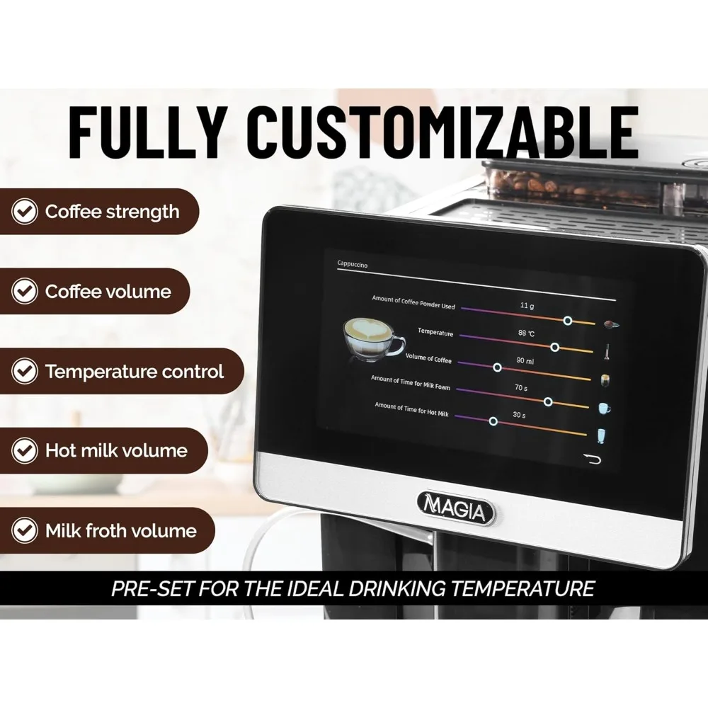 Fully Automatic Espresso Machine With Grinder - 19 Customizable Coffee Options - Auto-Cleaning For Easy Maintenance 2