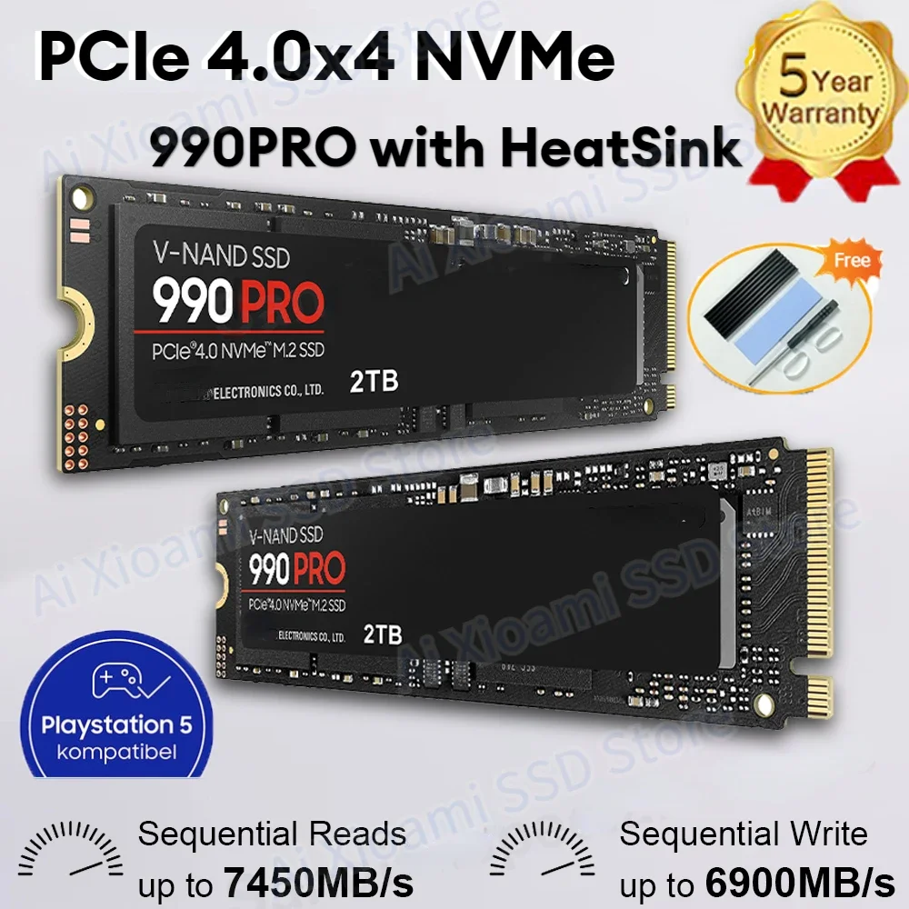

Original 990 Pro NVMe SSD PCIe 4.0 M.2 2280 Internal Solid State Drive 1TB 2TB Hard Disk for Laptop Mini PC Gaming Computer SSD