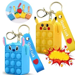 Porte monnaie avec pendentif en forme de pièce de monnaie, dessin animé, breloque au bout du doigt, bulle de musique, décompression, porte clés, jeux à main 