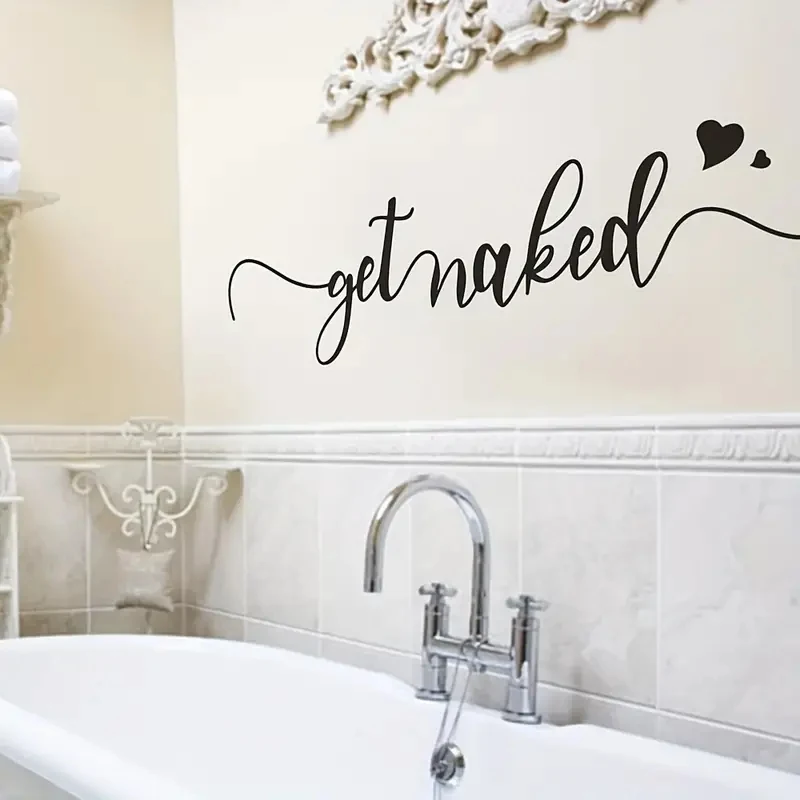 Get Naked Bathroom Decals 1pc Funny Wall Sticker Decor Letter Print Minimalism Wall Art